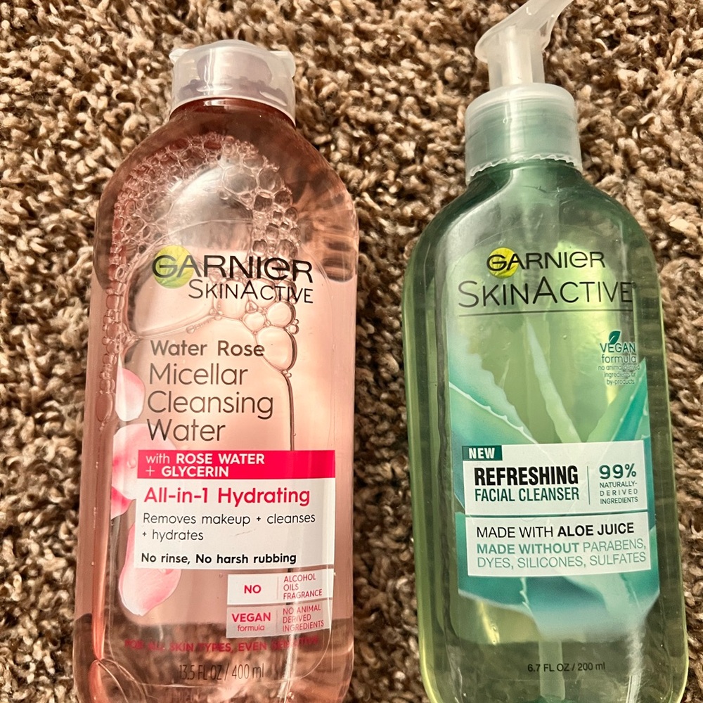 Garnier SkinActive Water Rose Micellar Cleansing Water & Facial Cleanser Bundle